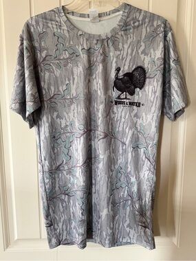 one clothing Gray Camo Short Sleeve Shirt with Black Turkey Graphic